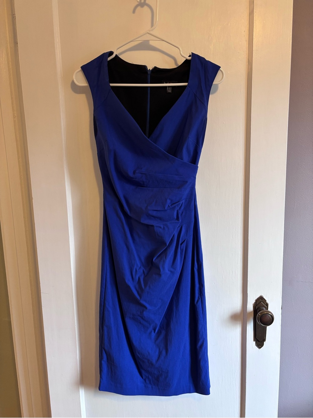 le chateau Cobalt Blue Wrap-Style Sheath Dress